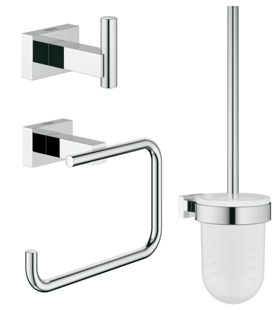Grohe Essentials Cube Set accessoires 3-en-1 pour toilettes publiques