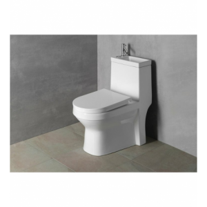 SAPHO Hygie WC à poser gain de place avec lave-mains intégré, Abattant soft close (PB104)
